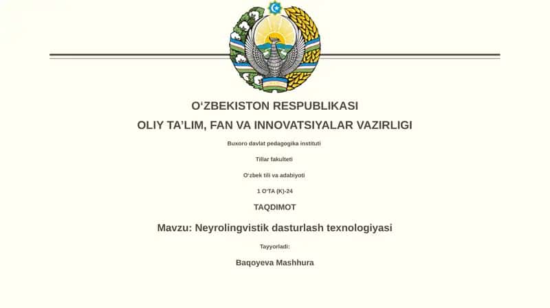 Neyrolingvistik dasturlash texnologiyasi