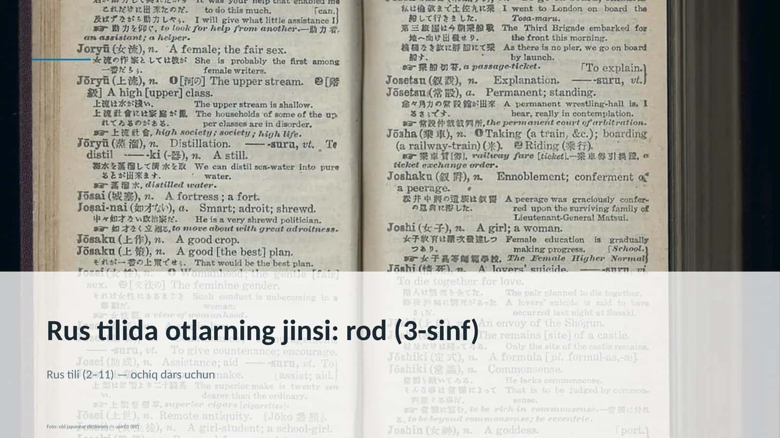 Rus tilida otlarning jinsi: rod (3-sinf)