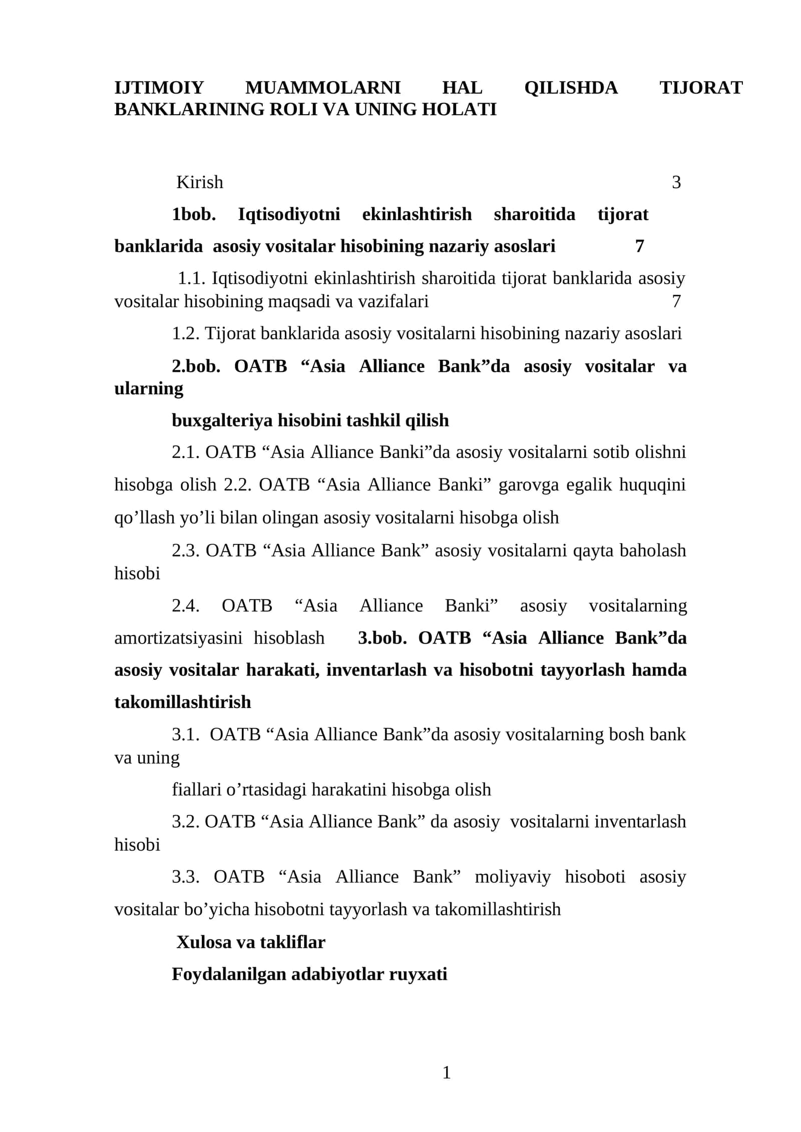 IJTIMOIY MUAMMOLARNI HAL QILISHDA TIJORAT BANKLARINING ROLI VA UNING HOLATI
