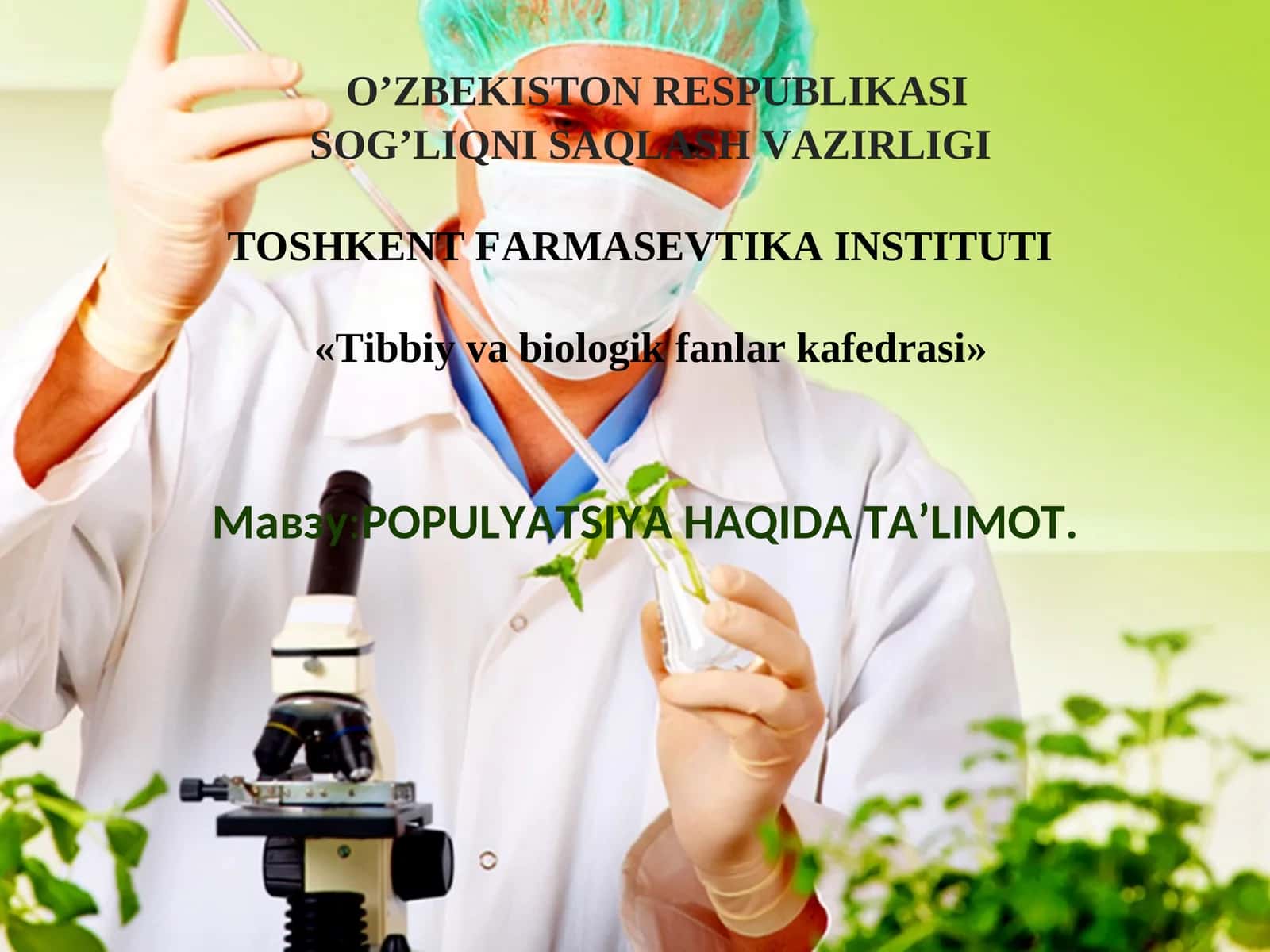 POPULYATSIYAHAQIDA TA’LIMOT