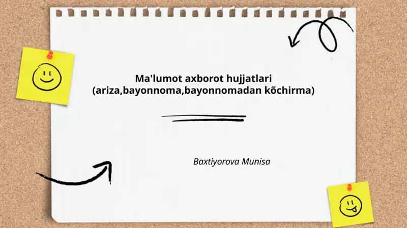 Ma'lumot axborot hujjatlari (ariza,bayonnoma,bayonnomadan kõchirma)