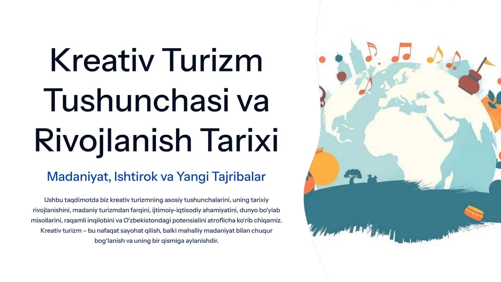 Kreativ Turizm Tushunchasi va Rivojlanish Tarixi