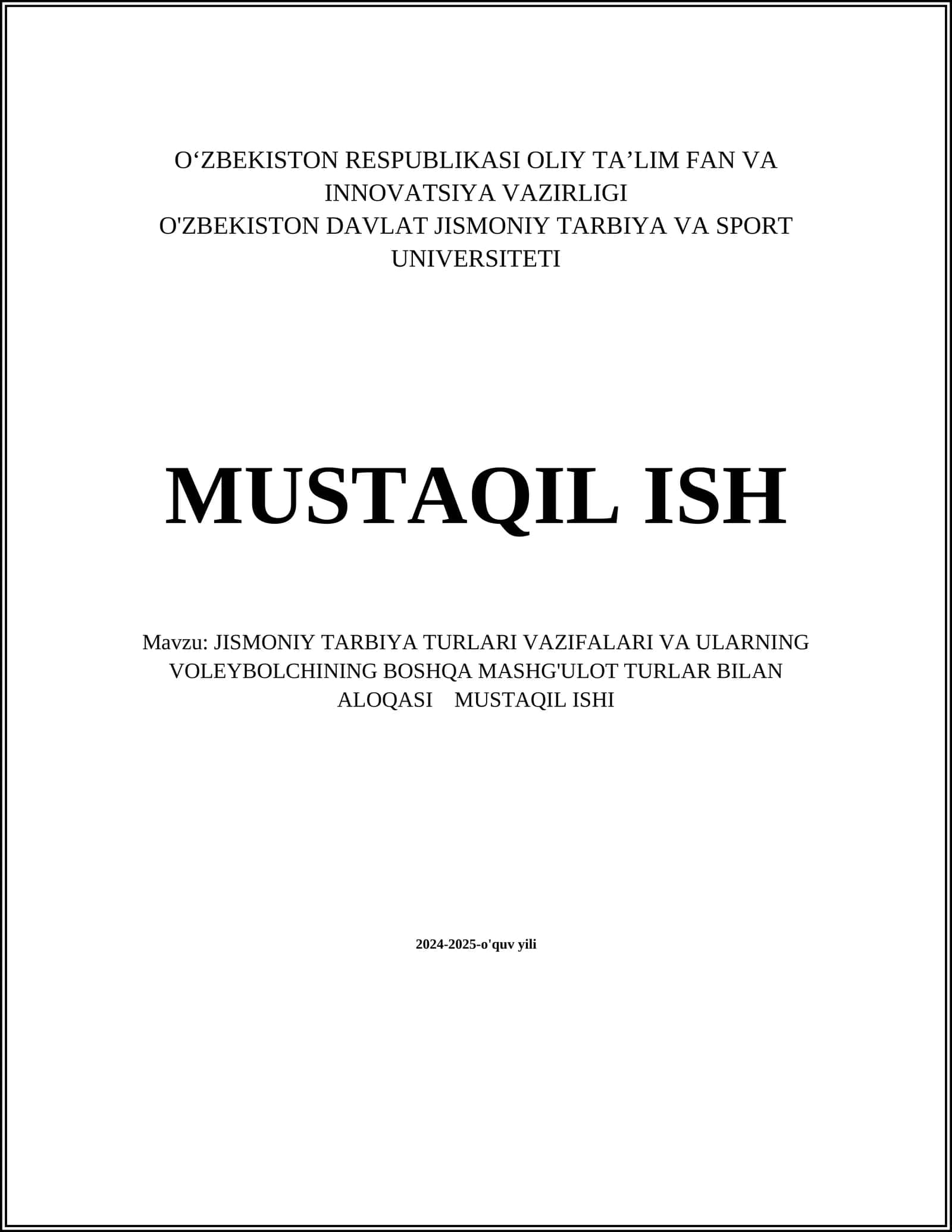 Jismoniy Tarbiya Turlari va Vazifalari