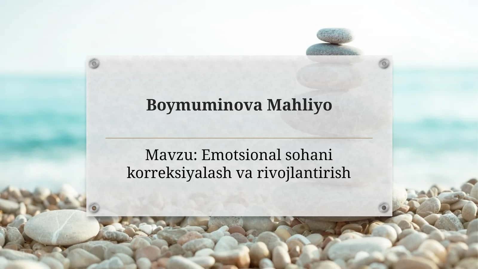 Emotsional soha korreksiyalash va rivojlantirish