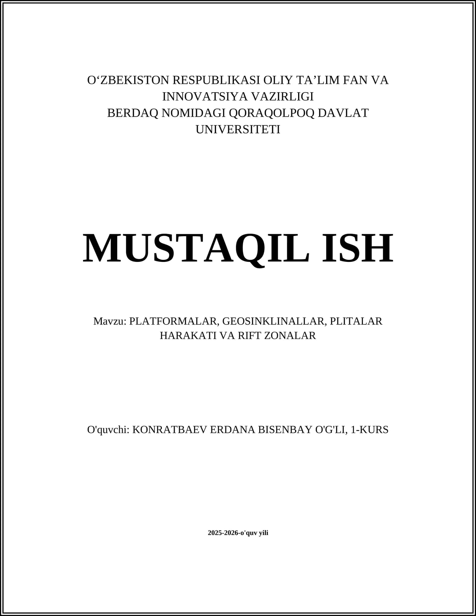 PLATFORMALAR, GEOSINKLINALLAR, PLITALAR HARAKATI VA RIFT ZONALAR