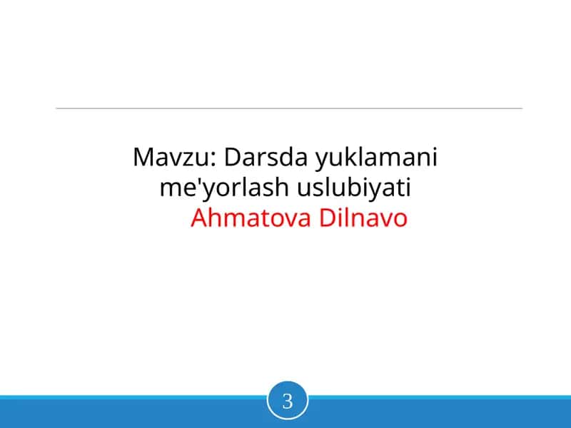 Darsda yuklamani me'yorlash uslubiyati