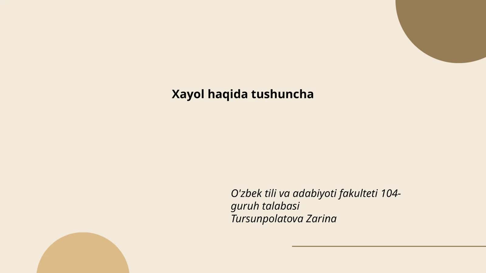 Xayol haqida tushuncha