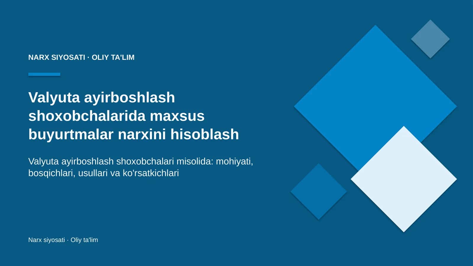 valyuta ayirboshlash shoxobchalarida maxsus buyurtmalar narxini hisoblash 6306