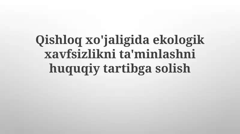 Ekologik xavfsizlikni ta'minlash