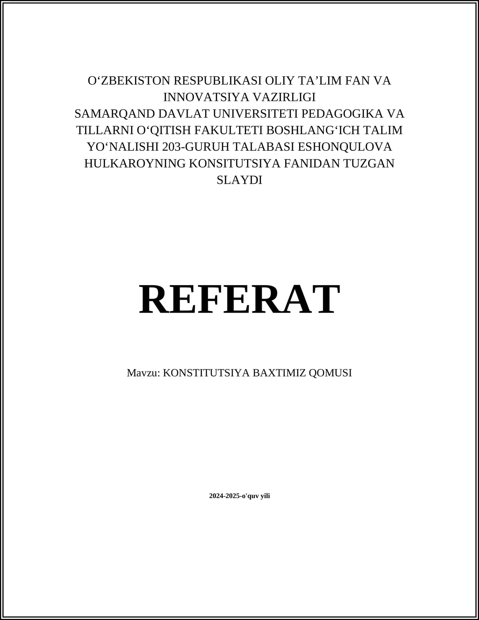 KONSTITUTSIYA BAXTIMIZ QOMUSI