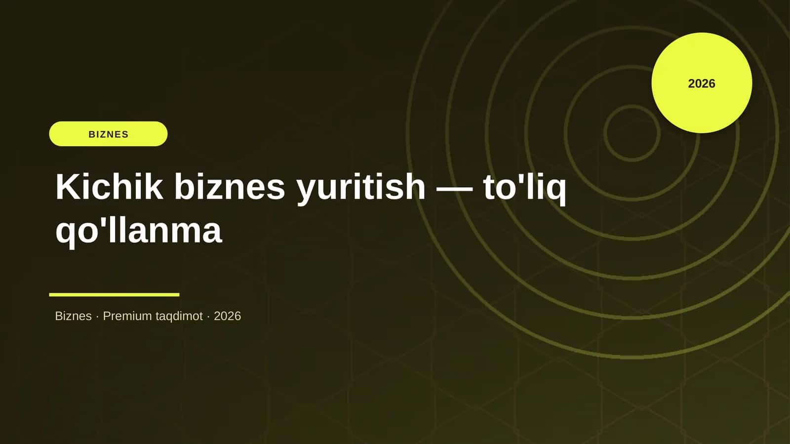 Kichik biznes yuritish — to'liq qo'llanma
