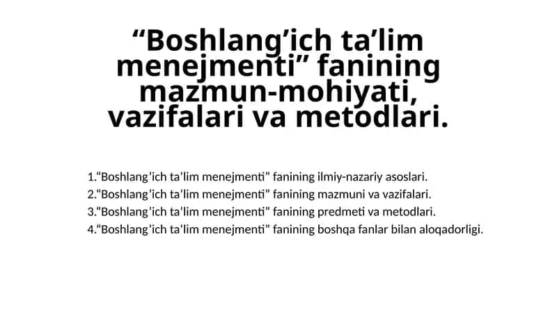 Boshlang'ich ta'lim menejmenti