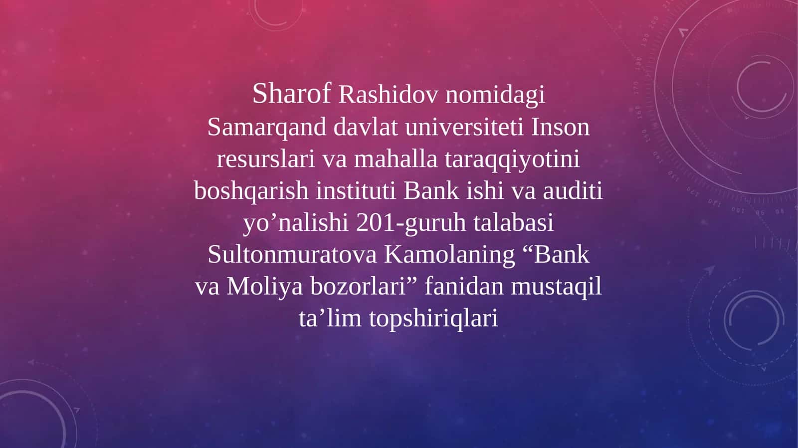 Jahon moliya bozorining zamonaviy tendensiyalari va muammolari