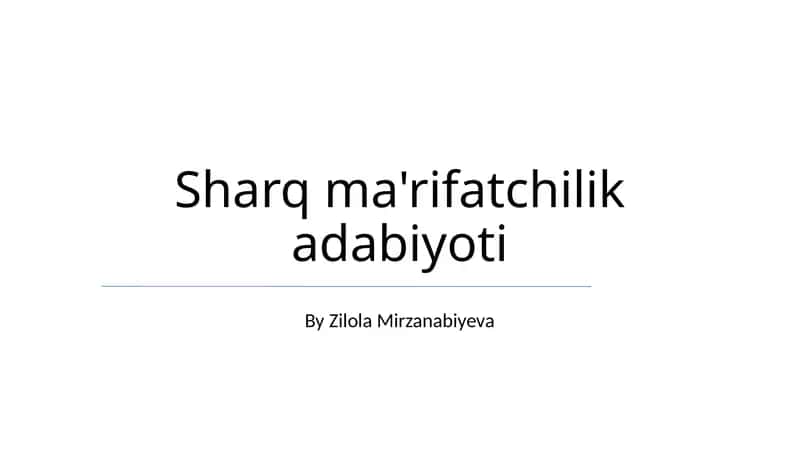 Sharq ma'rifatchilik adabiyoti