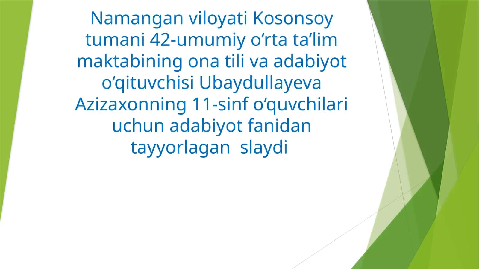 11-sinf o‘quvchilari uchun adabiyot fanidan tayyorlagan slaydi