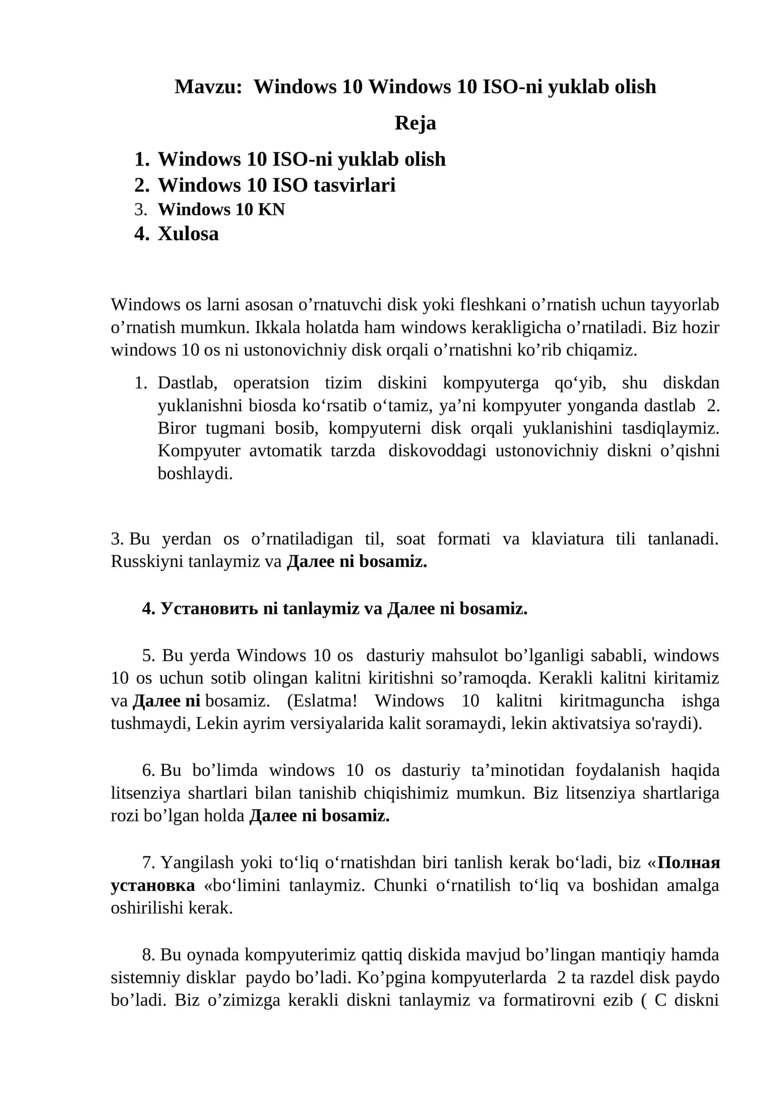 Windows 10 Windows 10 ISO-ni yuklab olish