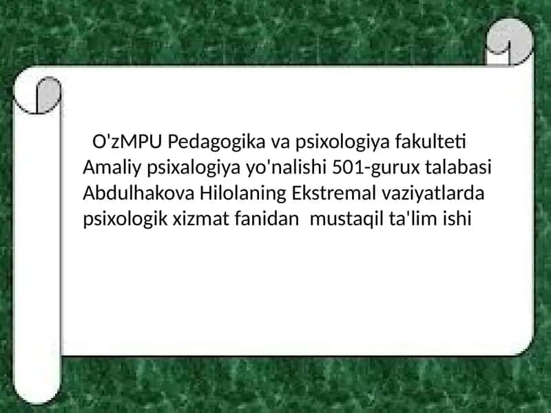 Favqulotdavaziyatlarda Aholi Xatti-harakati