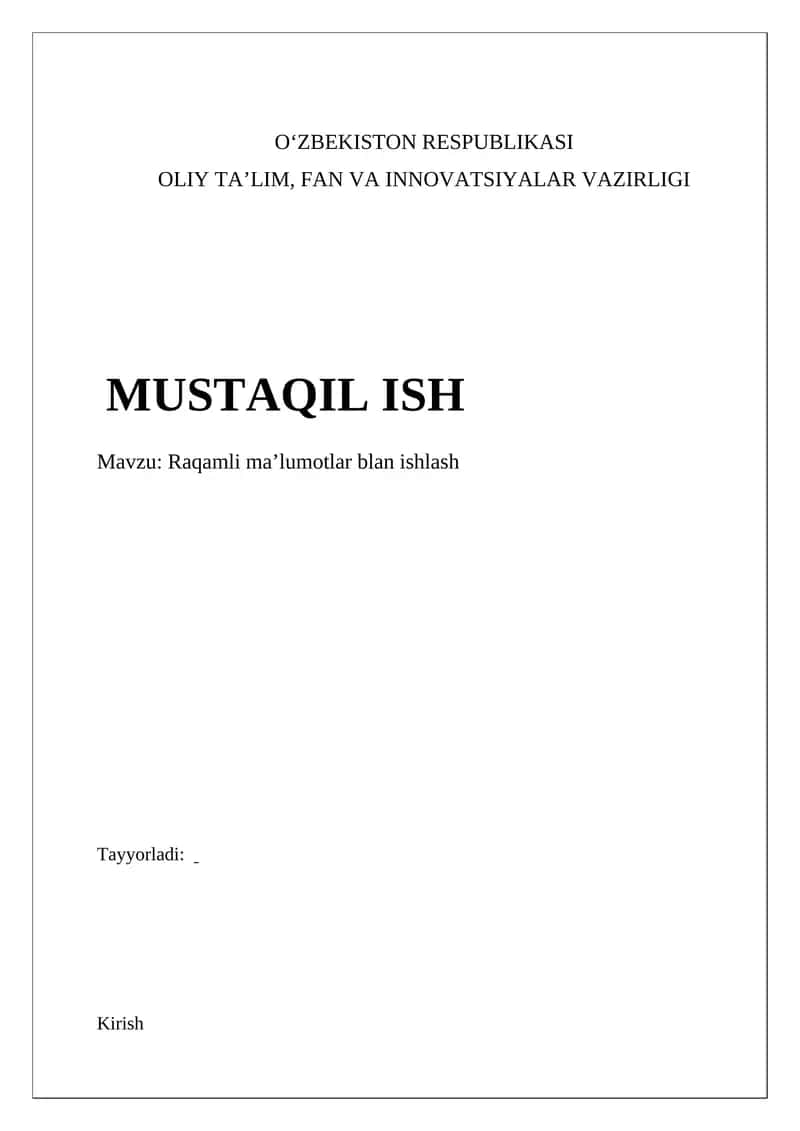 Raqamli maʼlumotlar bilan ishlash