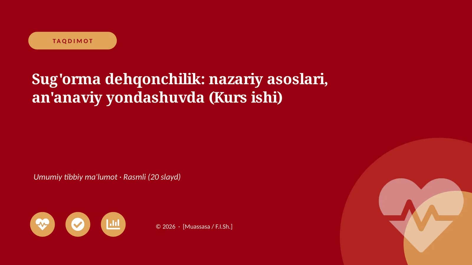 Sug'orma dehqonchilik: nazariy asoslari, an'anaviy yondashuvda (Kurs ishi)