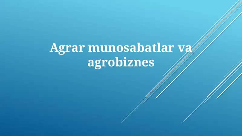 Agrarmunosabatlar va agrobiznes
