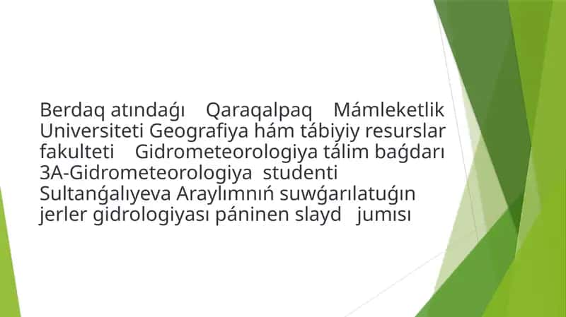 Gidrometeorologiya tálim baǵdarı 3A-Gidrometeorologiya studentiSultanǵalıyeva Aray