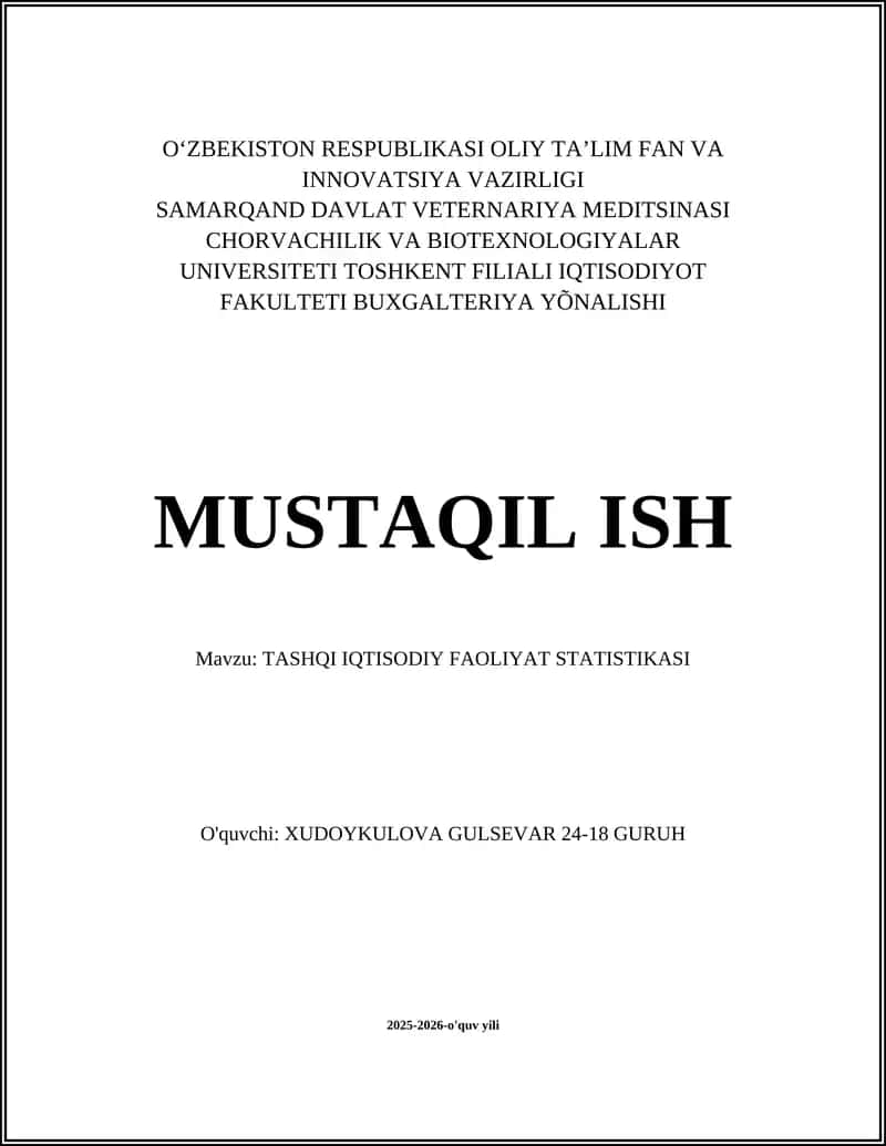 Tashqi iqtisodiy faoliyat statistikasi