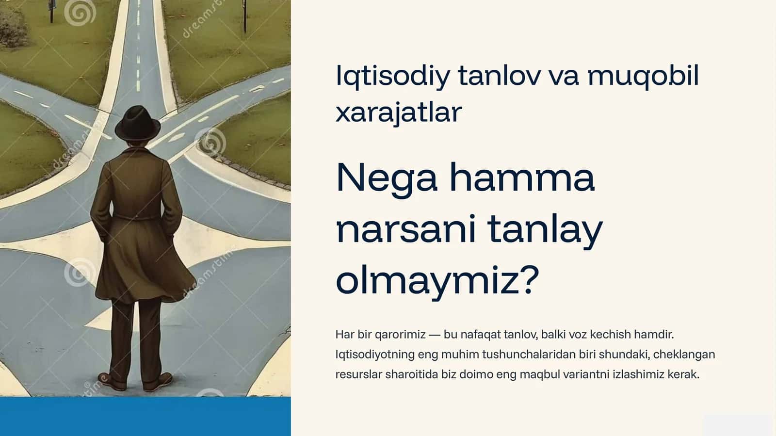 Iqtisodiy tanlov va muqobil xarajatlar slayd