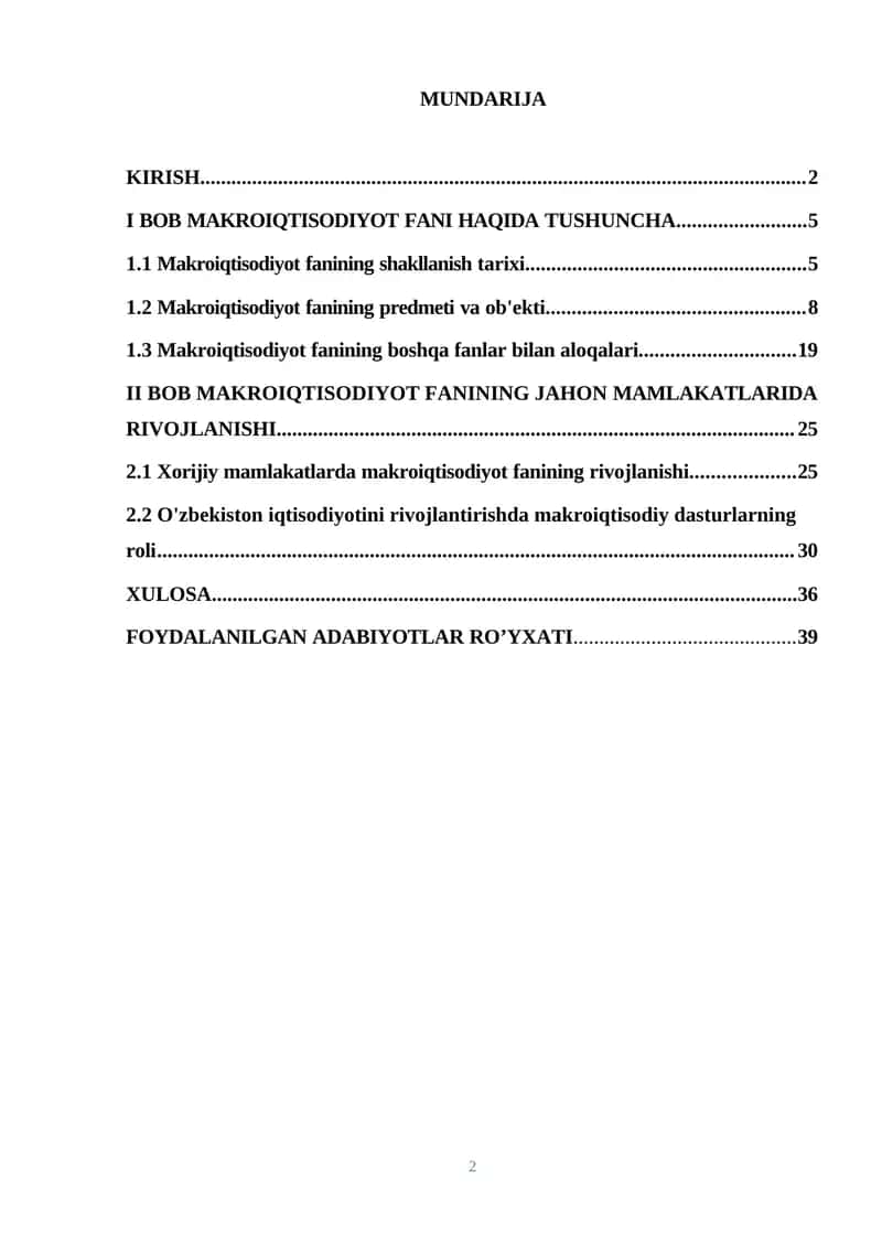Makroiqtisodiyot fani haqida tushuncha
