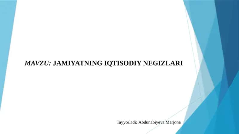 JAMIYATNING IQTISODIY NEGIZLARI