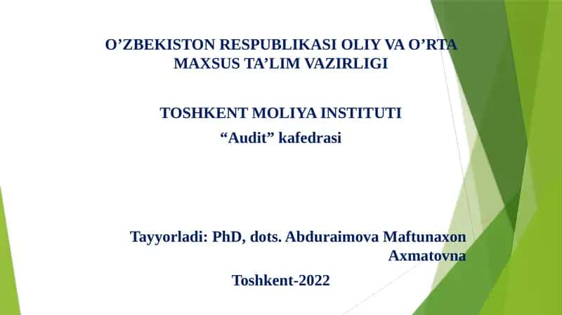 XALQARO AUDIT STANDARTLARINING AHAMIYATI VA VAZIFALARI