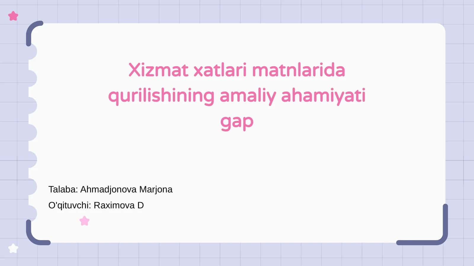Xizmat xatlari matnlarida qurilishining amaliy ahamiyati gap
