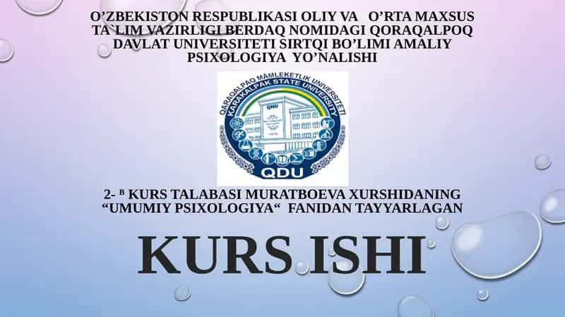 Umumiy Psixologiya Kurs Ishi