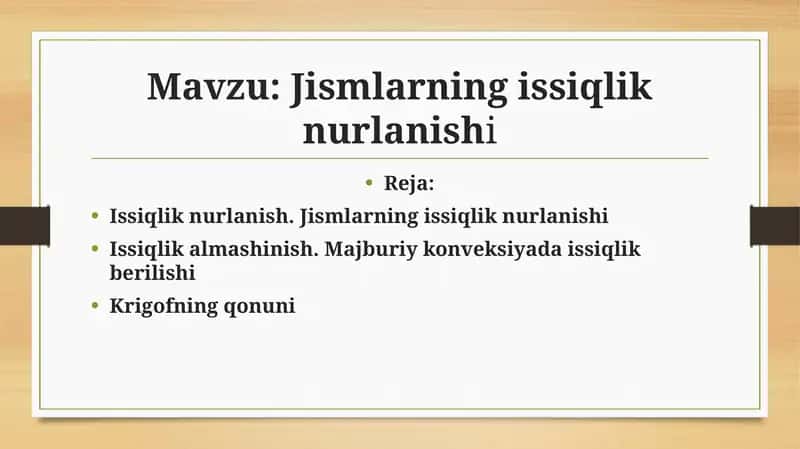 Jismlarning issiqlik nurlanishi