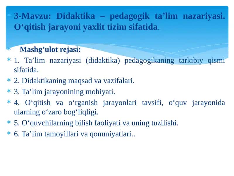 Didaktika – pedagogik ta’lim nazariyasi