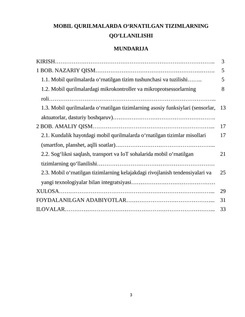 MOBIL QURILMALARDA O‘RNATILGAN TIZIMLARNING QO‘LLANILISHI