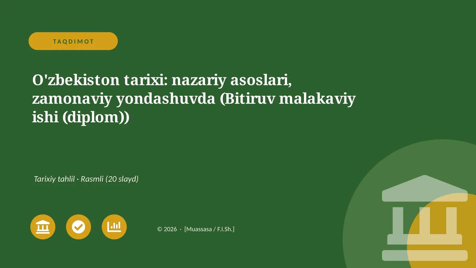O'zbekiston tarixi: nazariy asoslari, zamonaviy yondashuvda (Bitiruv malakaviy ishi (diplom))