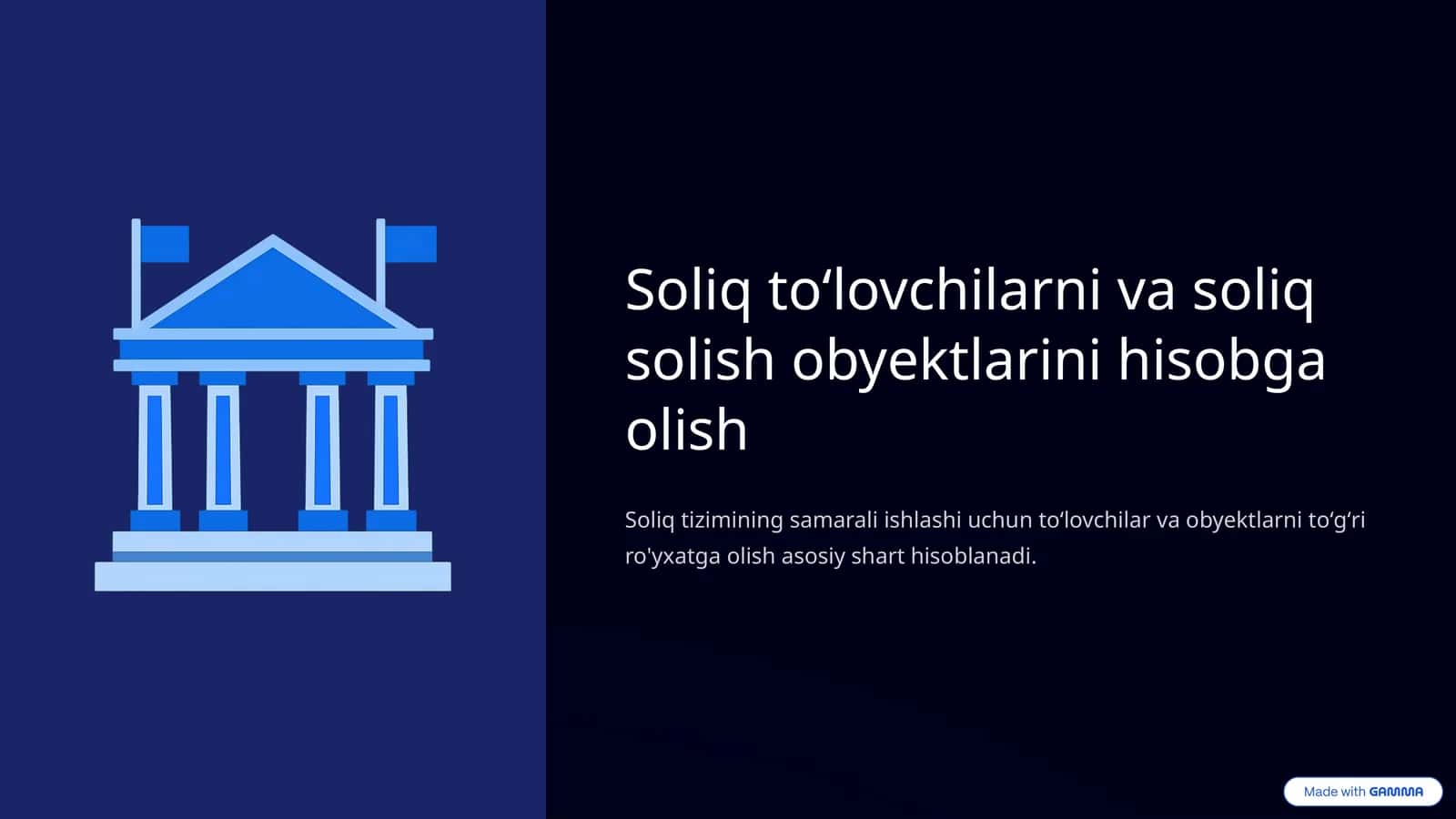 Soliq toʻlovchilarini va soliq solish obyektlarini hisobga olish