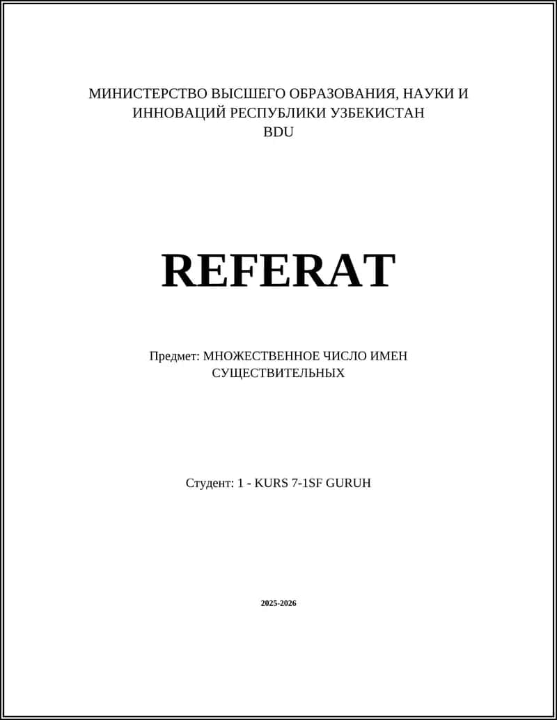 МНОЖЕСТВЕННОЕ ЧИСЛО ИМЕН СУЩЕСТВИТЕЛЬНЫХ