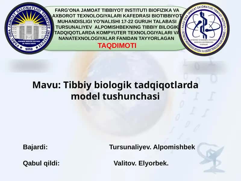 Tibbiybiologiktadqiqotlardamodeltushunchasi