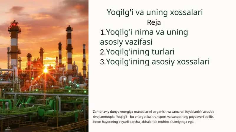 Yoqilg'i va uning xossalari