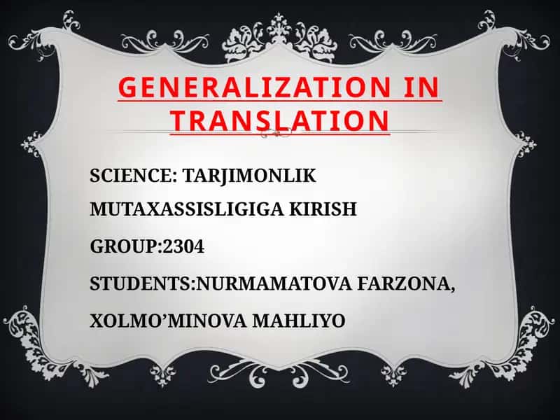 Generalization in translation