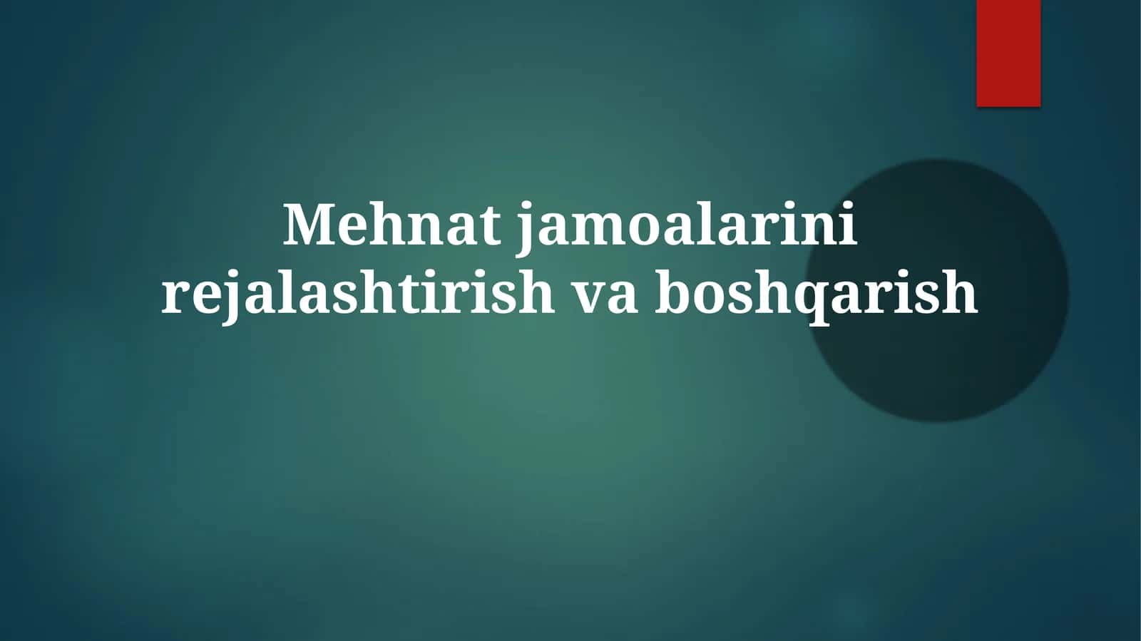 Mehnatjamoalarinirejalashtirishvaboshqarish