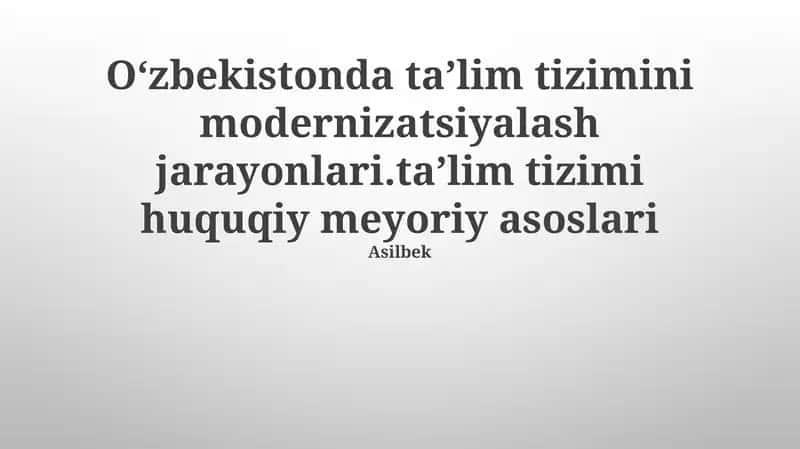 Huquqiy Islohotlar va Siyosat O'zgarishlari