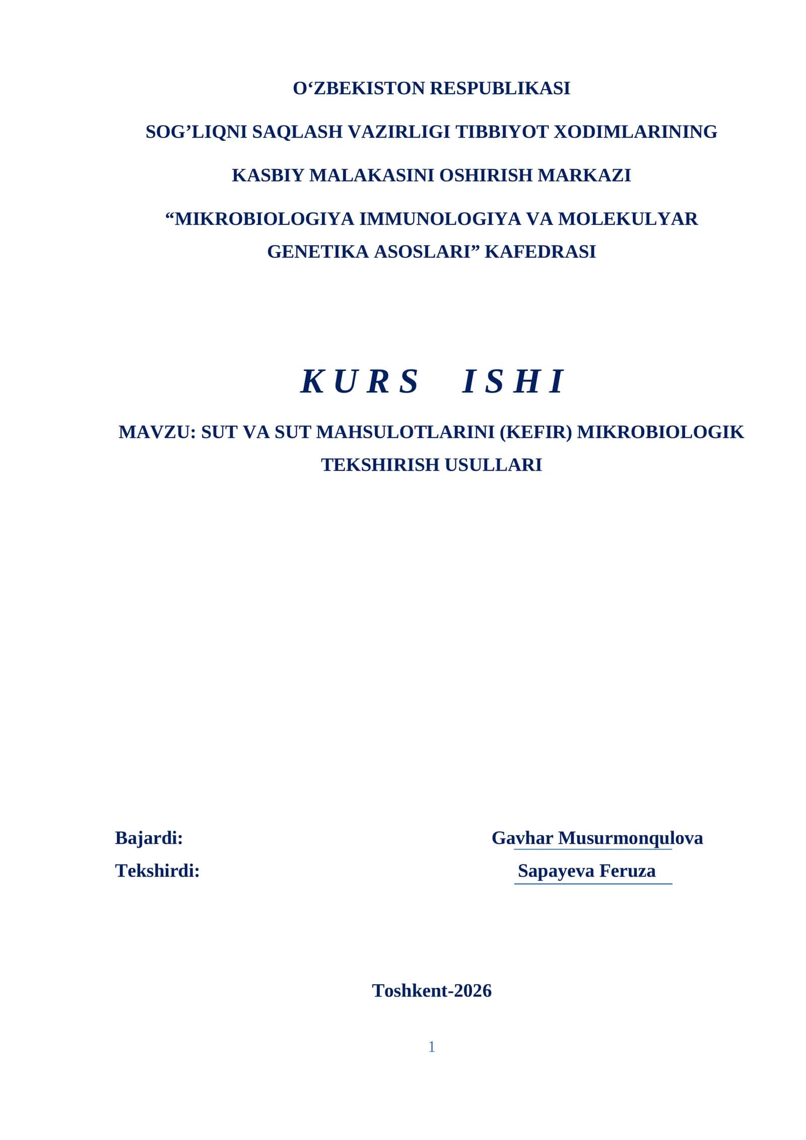 Sut va sut mahsulotlarini mikrobiologik tekshirish usullari