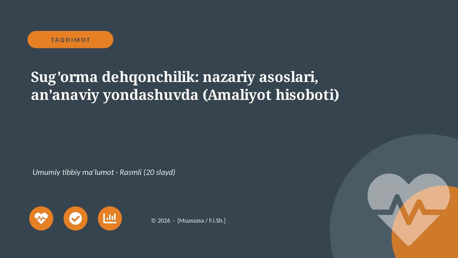 Sug'orma dehqonchilik: nazariy asoslari, an'anaviy yondashuvda (Amaliyot hisoboti)