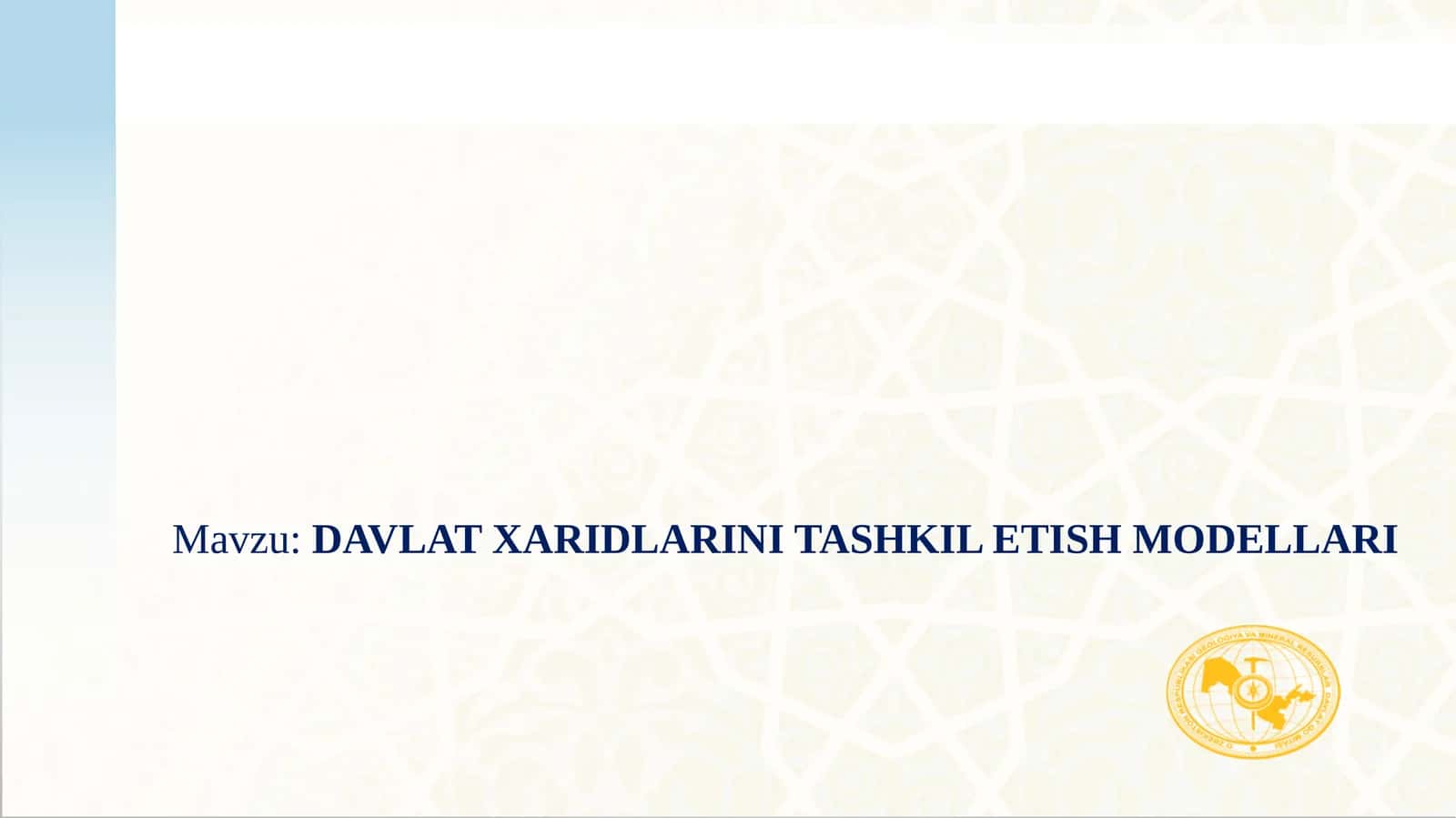 DAVLAT XARIDLARINI TASHKIL ETISH MODELLARI