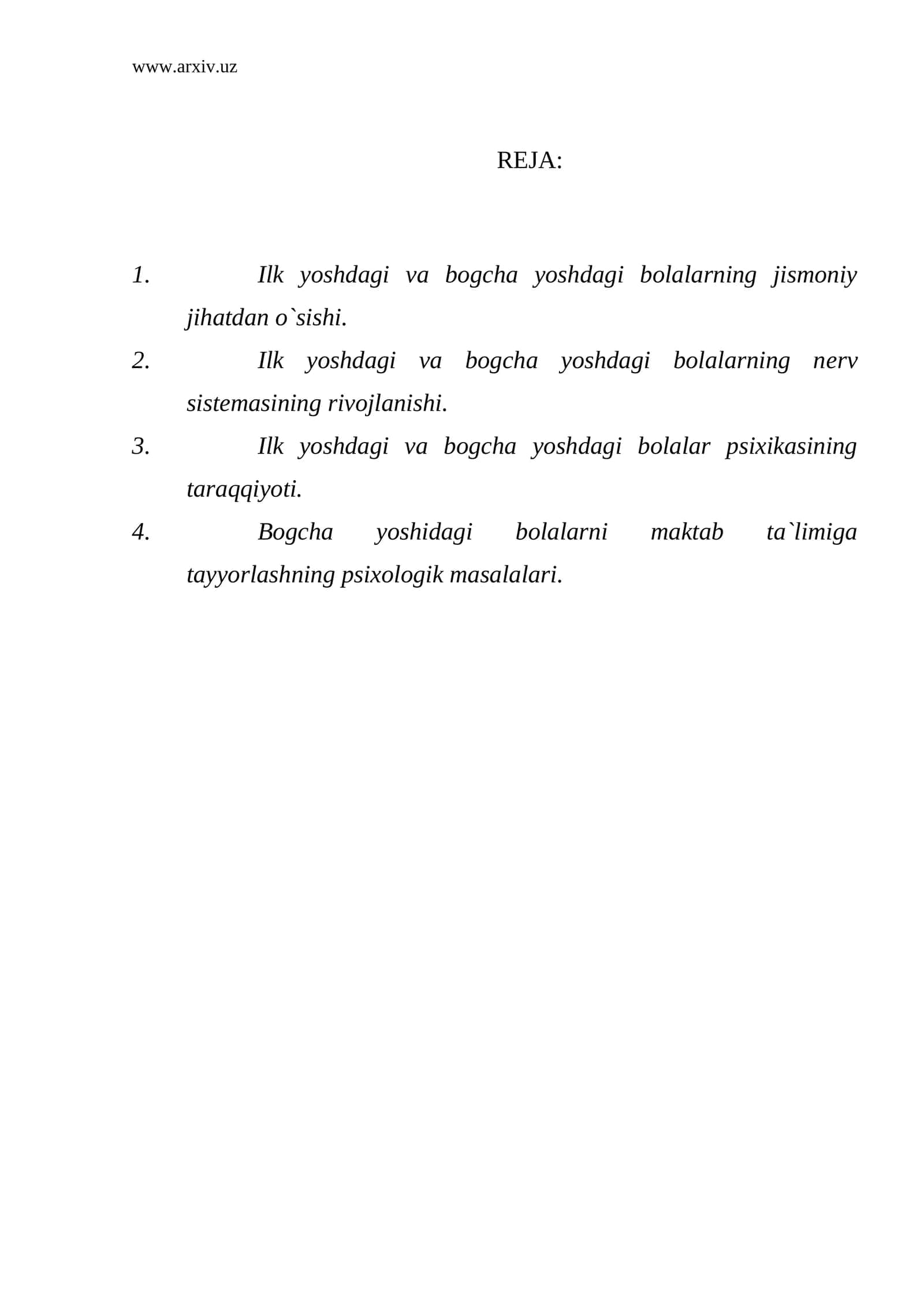 Ilk yoshi va bogcha yoshdagi bolalarning rivojlanishi