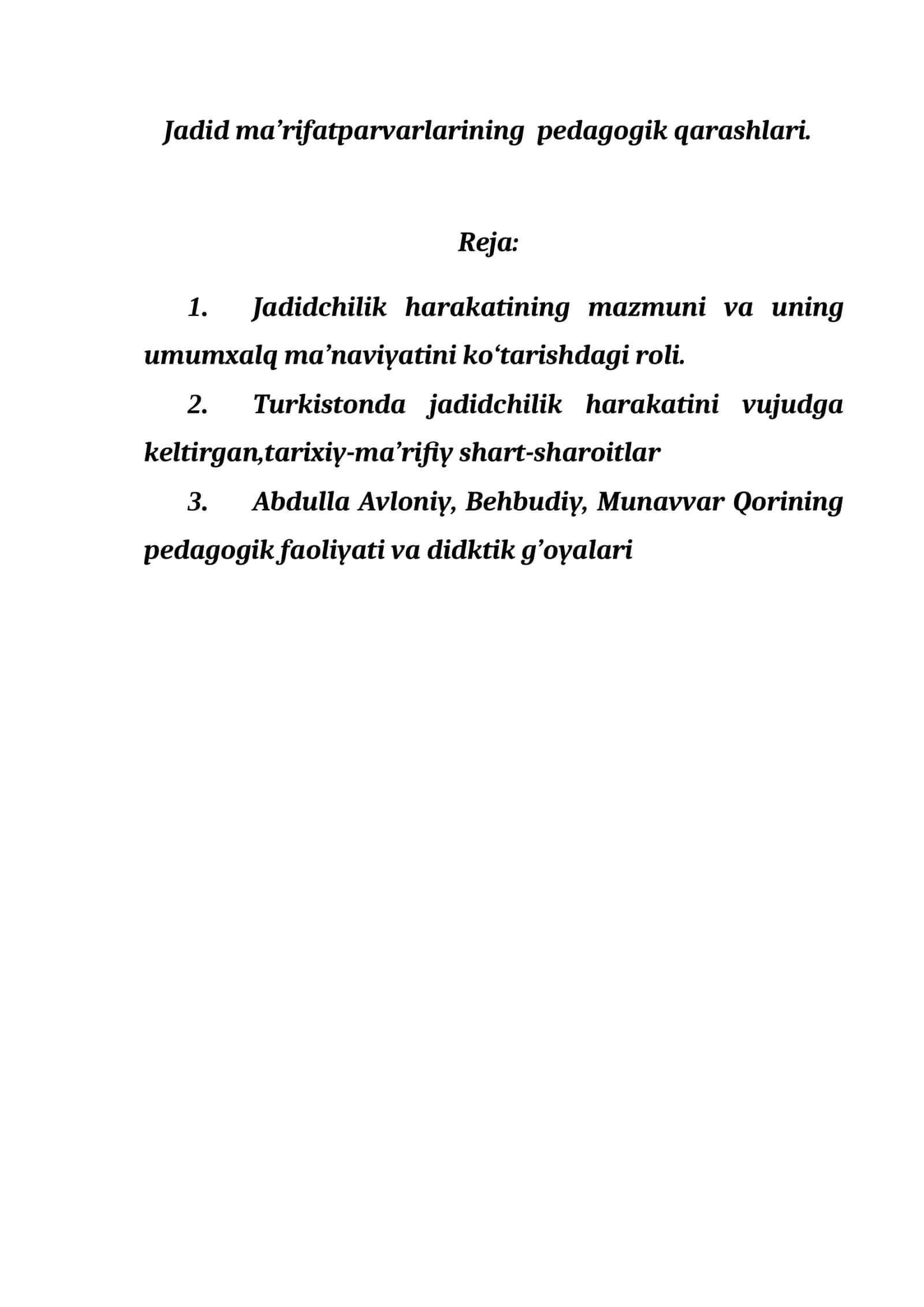 Jadid ma’rifatparvarlarining pedagogik qarashlari