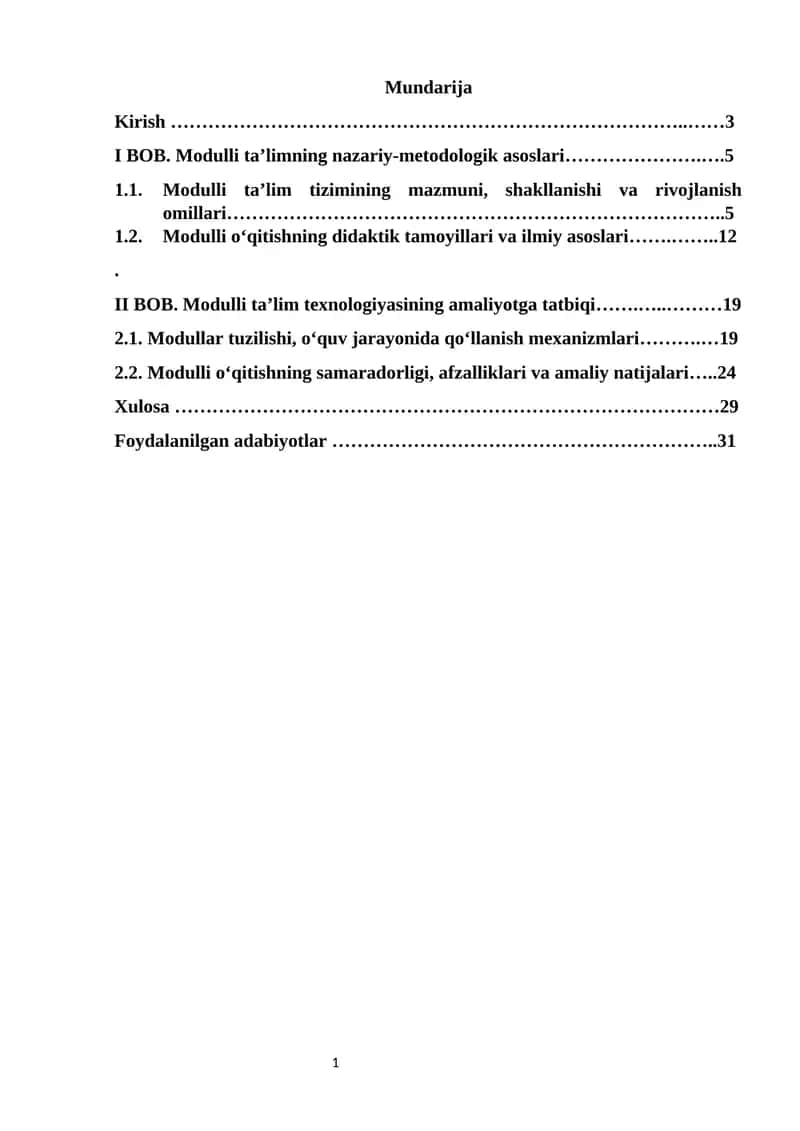 Modulli ta'limning nazariy-metodologik asoslari
