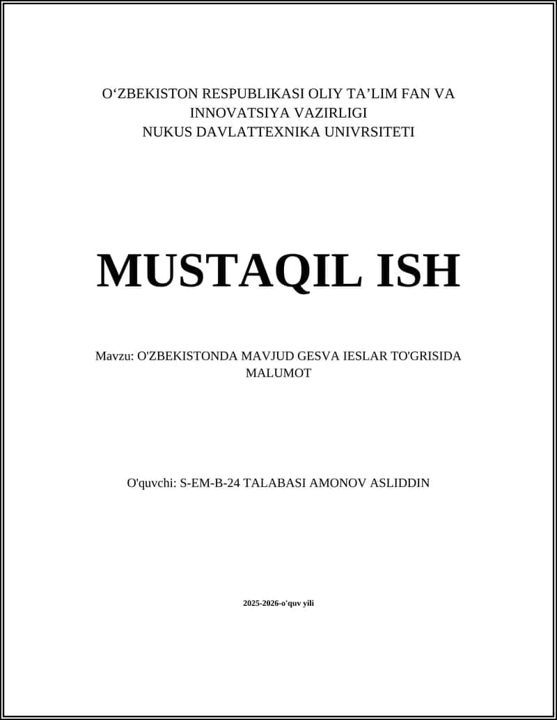 O'zbekistonda Mavjud GES va IESlar To'grisida Malumot